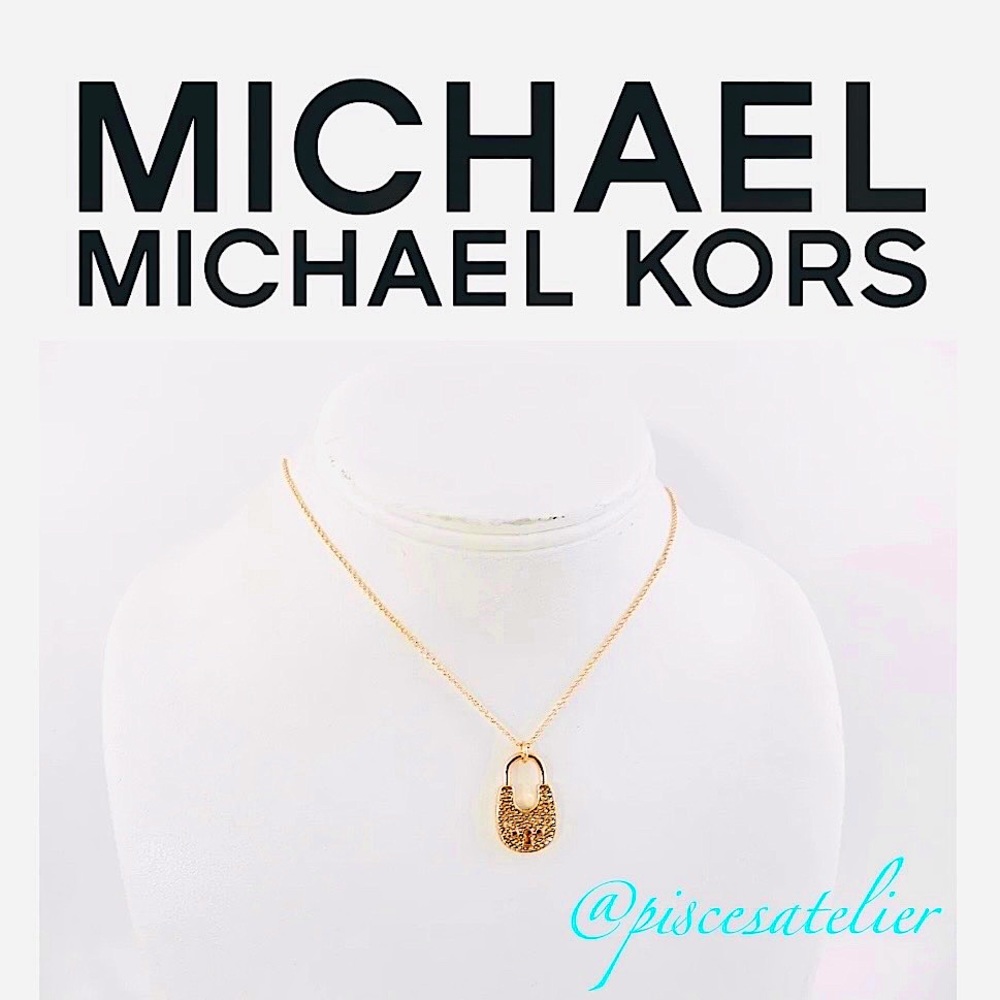 MICHAEL Michael Kors Rose Gold Crystal Padlock Lock Pendant Necklace MKJX8017791 - Picture 10 of 16
